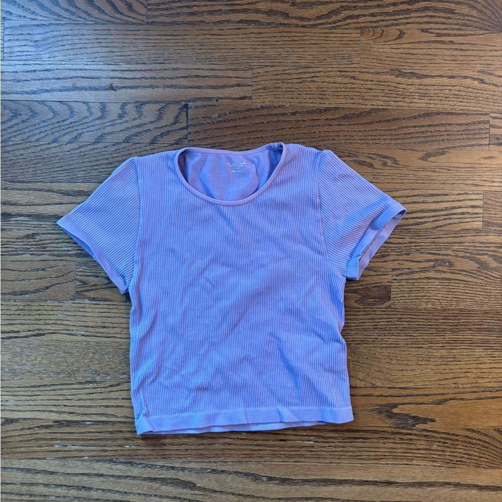 Out from Under Lavender Ribbed Short Sleeve Top